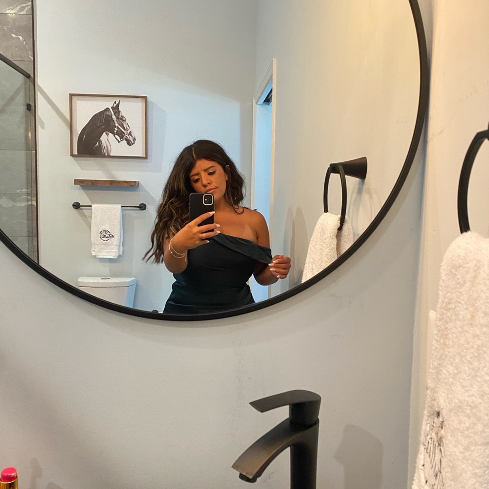 Lulu's Dark Green Asymmetrical Tulip Midi Dress